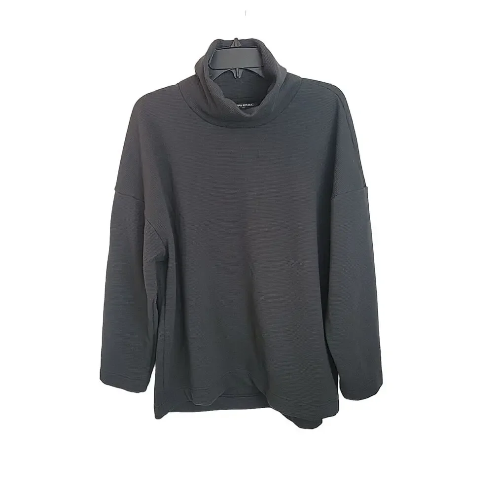 Banana Republic Black Ottoman Turtleneck Fleece Sweatshirt Men's Size Large